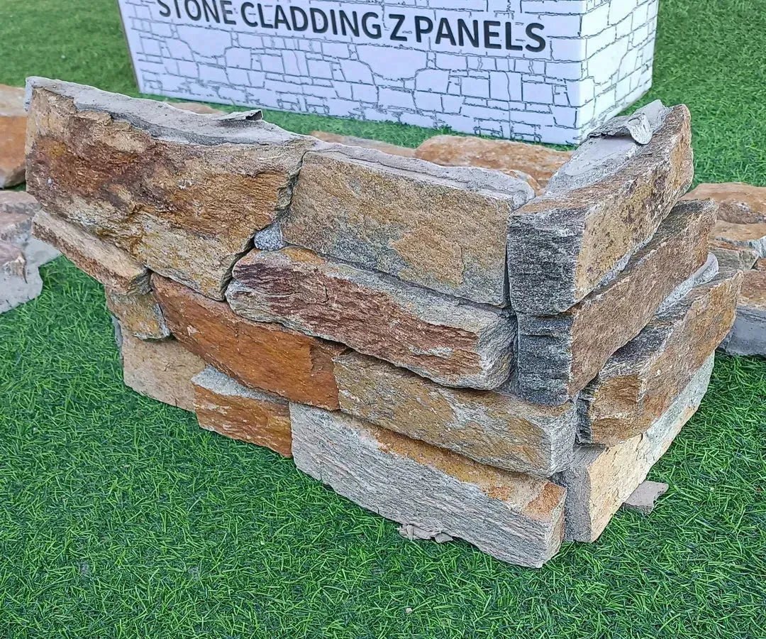 Autumn Gold Stone Cladding Z Tiles Clad Panels Cement Backing £67.28/m2 - Image 3