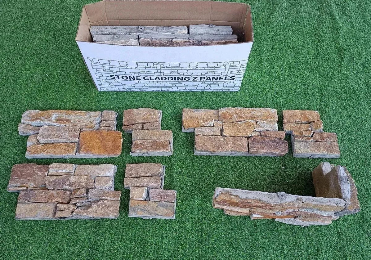 Autumn Gold Stone Cladding Z Tiles Clad Panels Cement Backing £67.28/m2 - Image 4