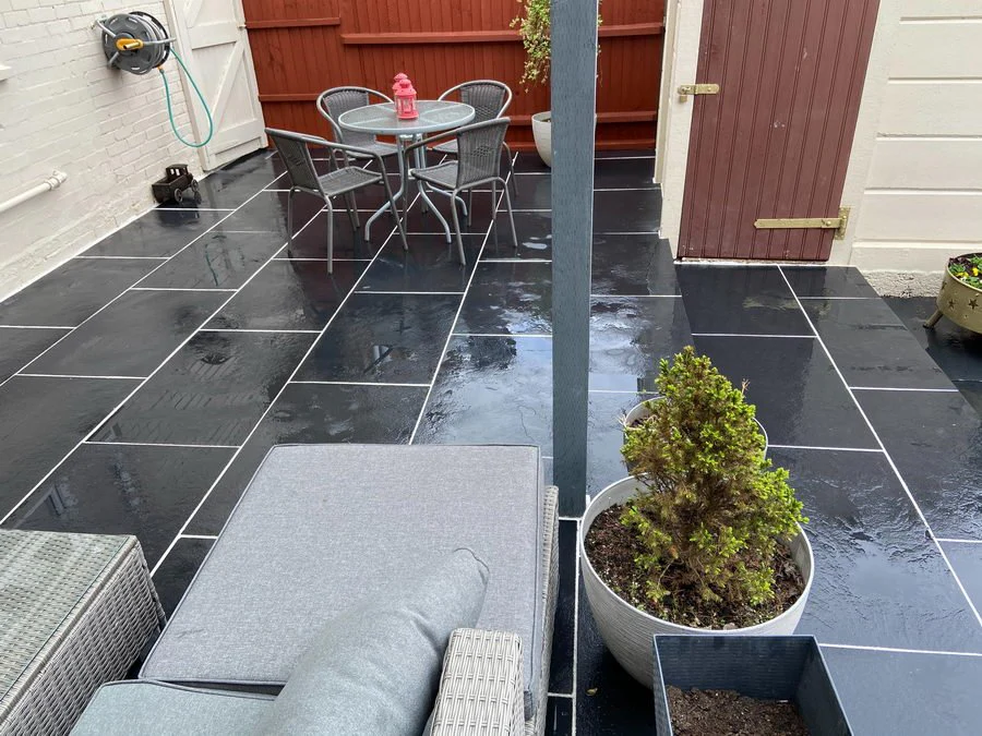 Black Limestone Paving Slabs, Midnight Sawn Edge 900 x 600 22mm, £21.23m2 - Image 4