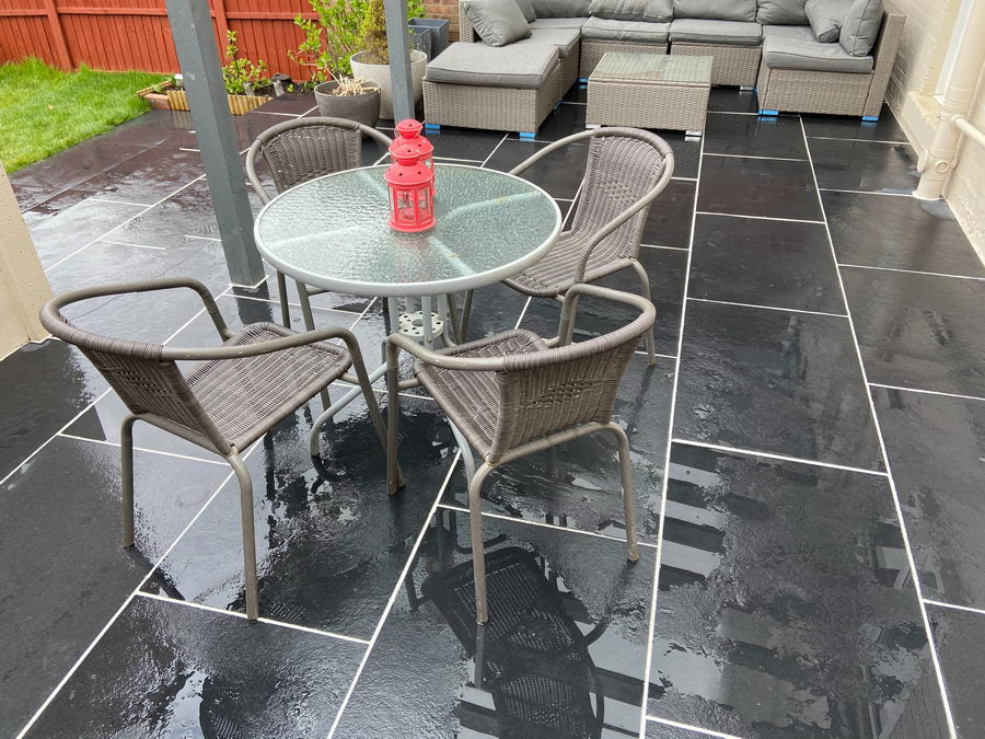 Black Limestone Paving Slabs, Midnight Sawn Edge 900 x 600 22mm, £21.23m2 - Image 5