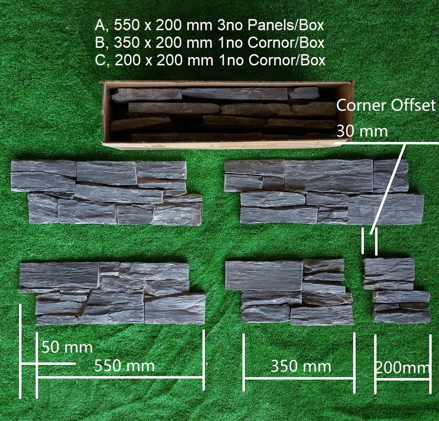 Exterior Stone Cladding Black Slate Z Tiles Clad Panels 550 x 200, £63.99/m2 - Image 5