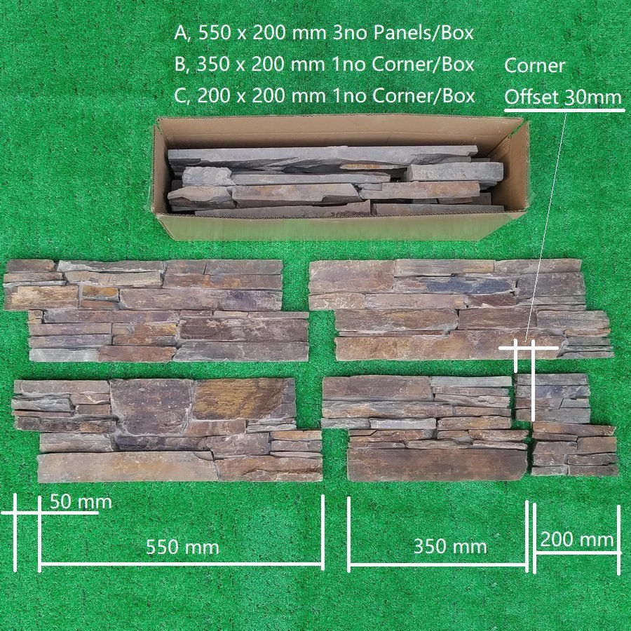 Exterior Stone Cladding Multicolour Slate Z Tiles Clad Panels 550 x 200, £49.99/m2 - Image 6
