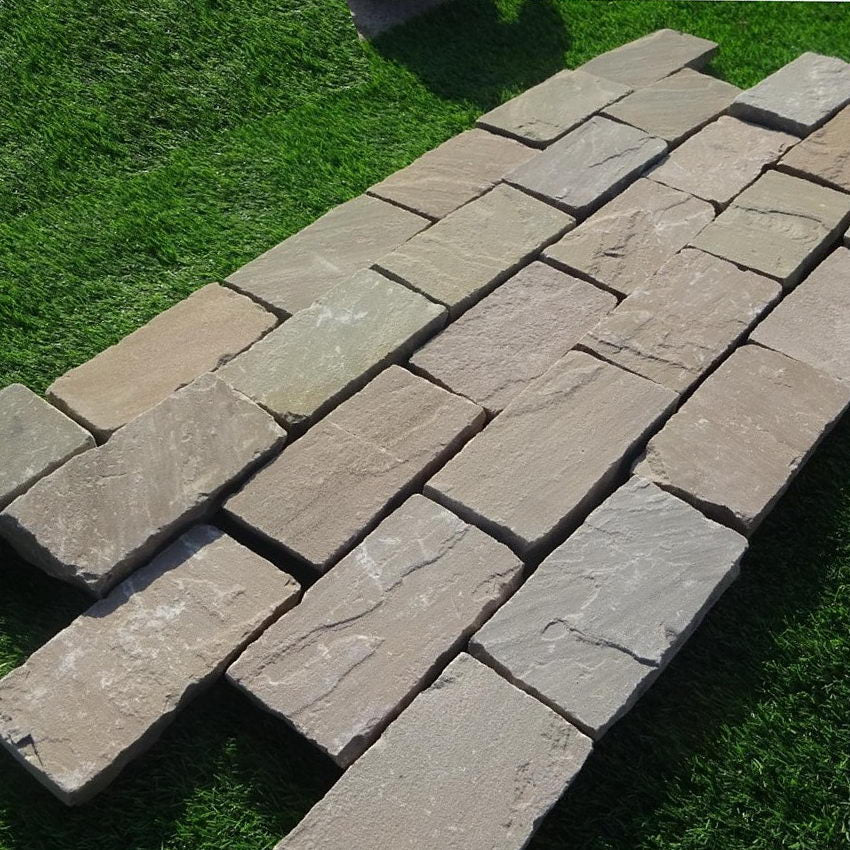 Raj Green Indian Sandstone Setts & Cobbles 200 x 100 x 50mm, £44.69/m2 - Image 3