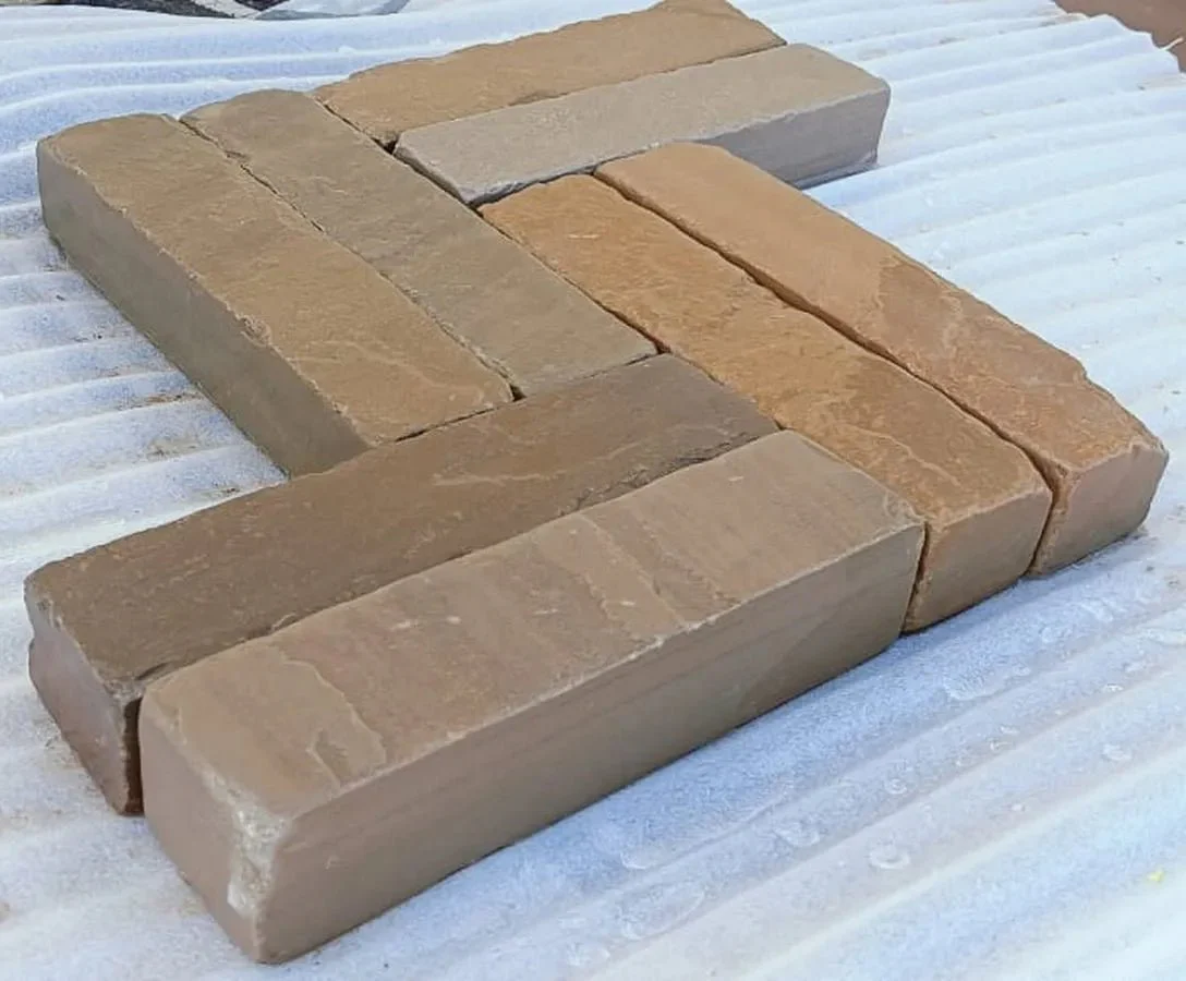 Raj Green Sandstone Tumbled Pavers 200x50x40mm, £53.99/m2 - Image 4