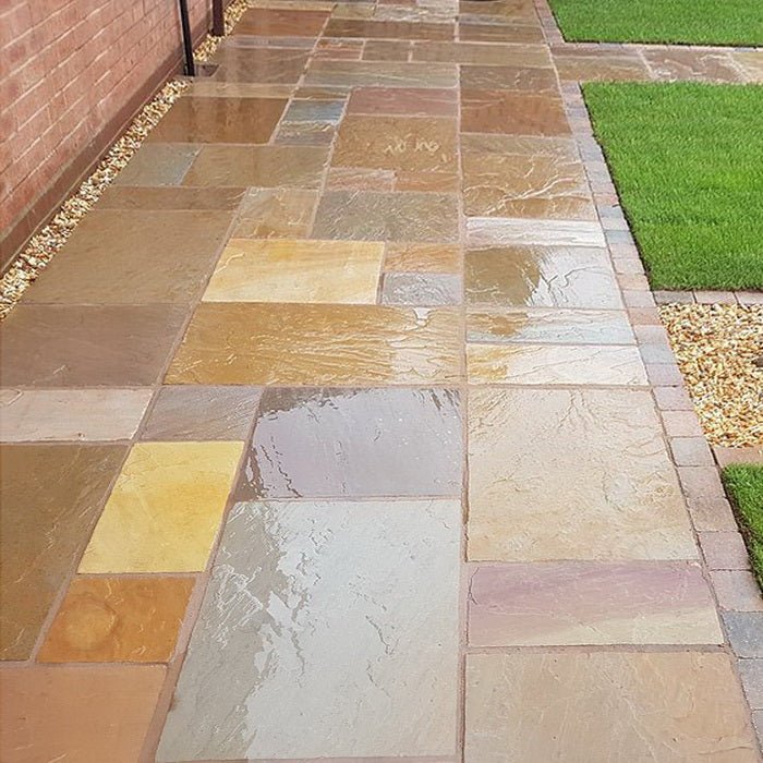 Rippon Buff Indian Sandstone Paving Slabs 900x600 22mm Cal. £22.69/m2 - Image 3