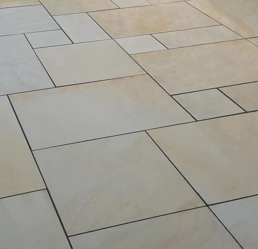 Beige Smooth Indian Sandstone Paving, Mint Fossil Honed & Sawn 600x600 £25.29/m2 - Image 3